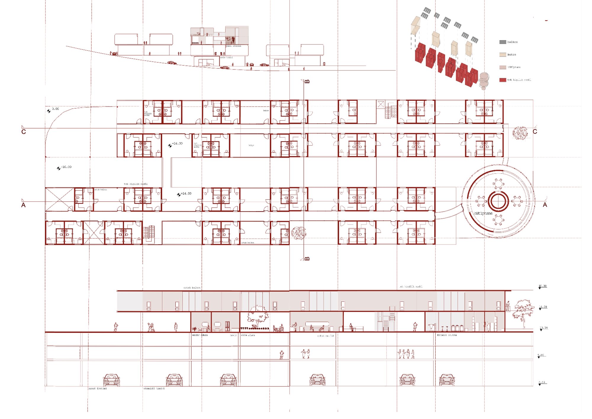 Master floor plan and section